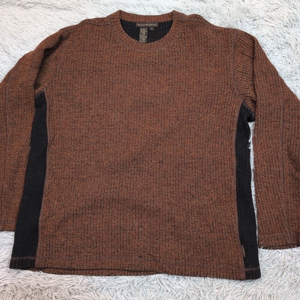 Vintage Royal Robbins Sweater Mens L Brown Wool Blend Preppy Casual‎ Comfort